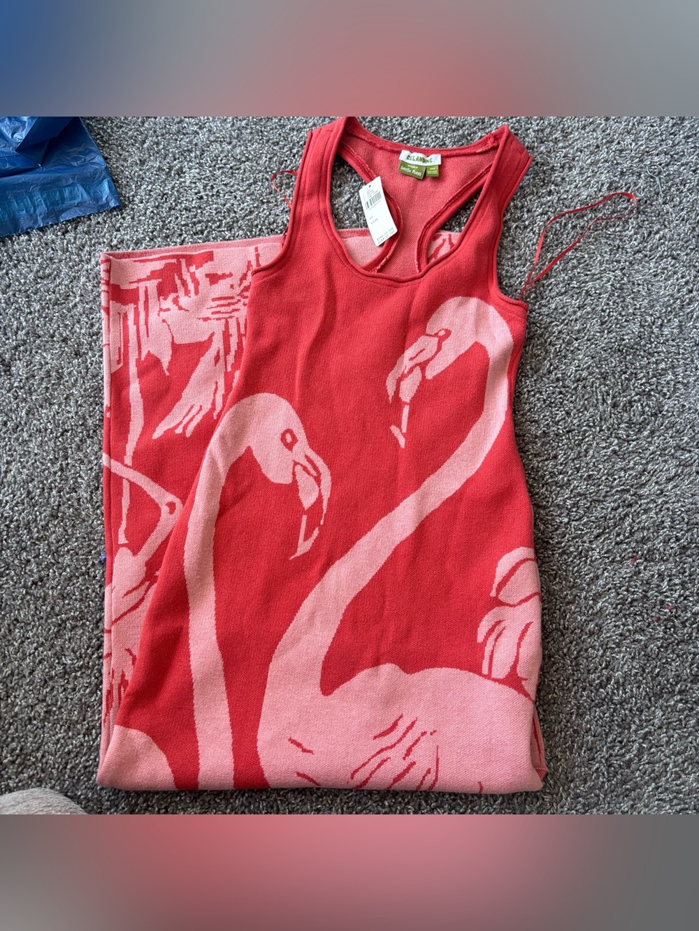 Anthropologie Pink Knit Flamingo Maxi Dress